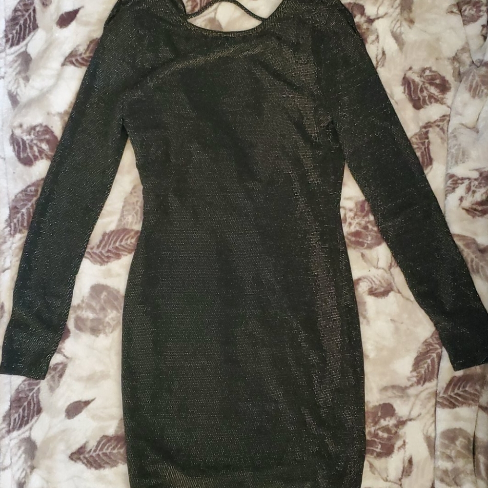 Black and gold long sleeve dress